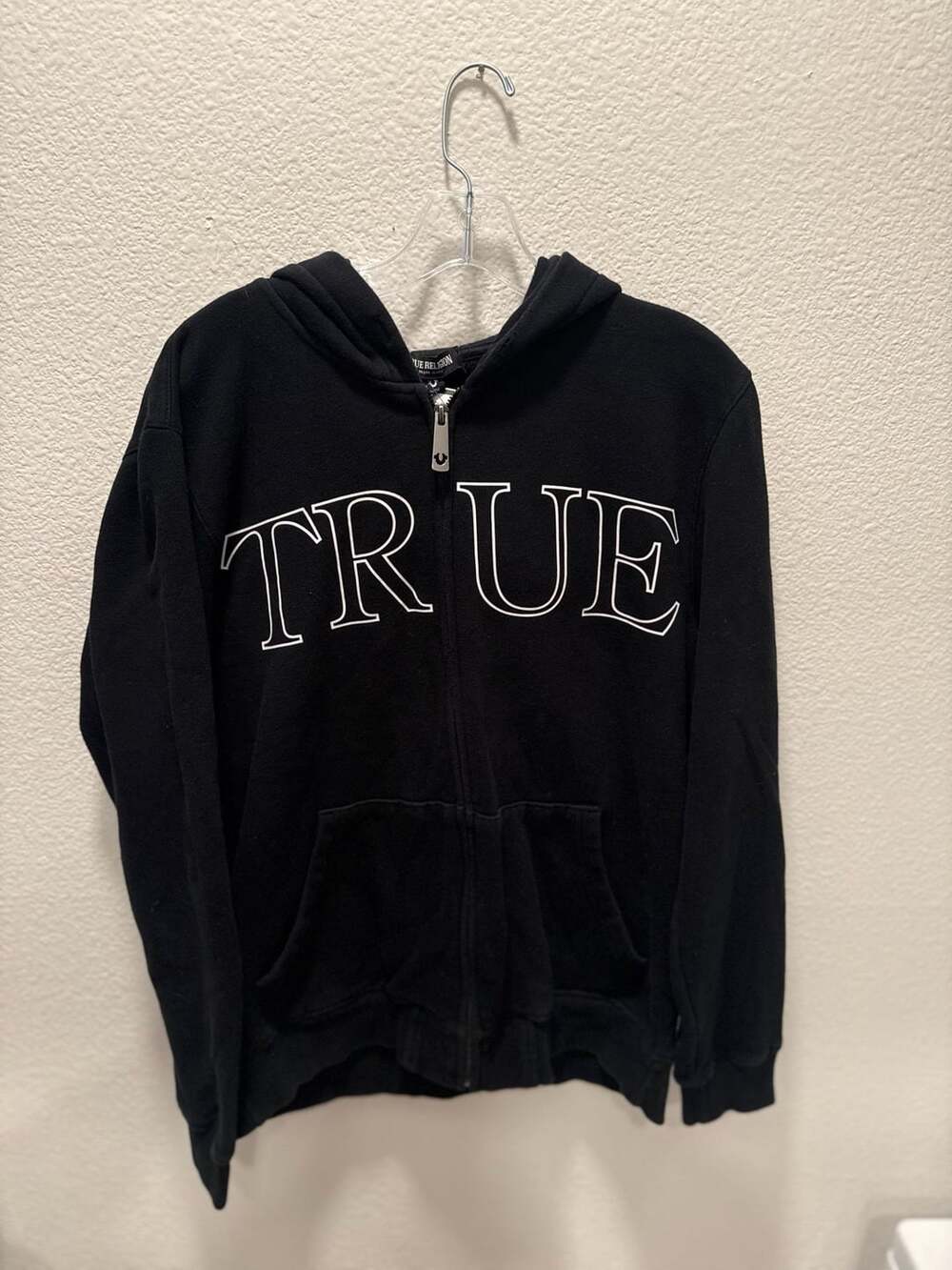 True Religion Hd Zip Up Hoodie Size M Black Logo Graphic